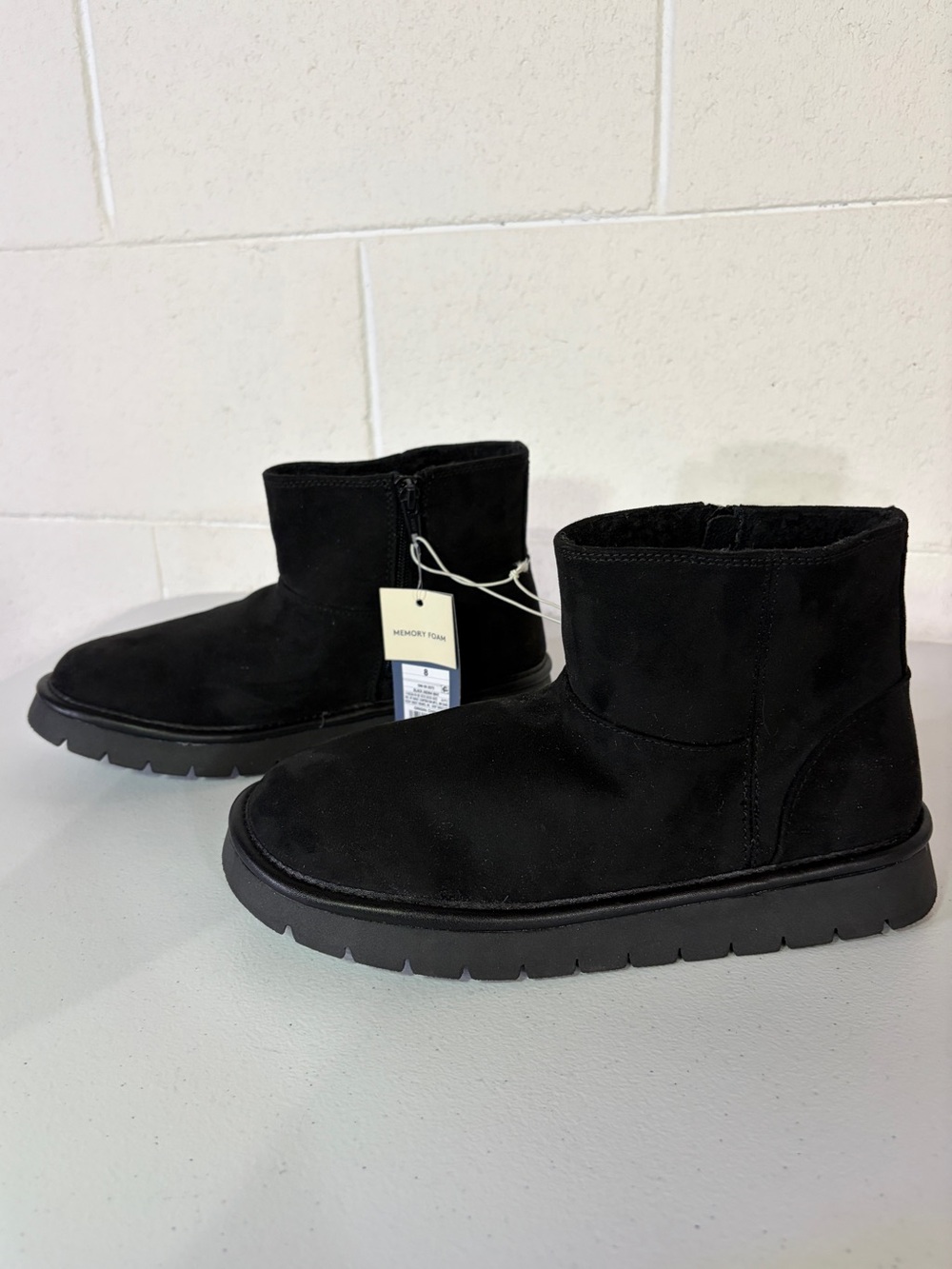 Universal Thread May Black Ankle Bootie Memory Foam Faux Fur Women's Size 8